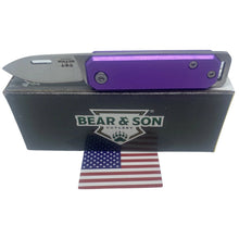 Load image into Gallery viewer, BEAR &amp; SON SMALL SLIP JOINT EVERY DAY CARRY POCKET KNIFE PURPLE