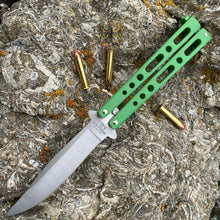 Load image into Gallery viewer, BEAR &amp; SON 5.13&quot; CLOSED. 3.63&quot; SATIN FINISH GREEN 440 STAINLESS CLIP POINT BLADE