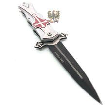 Load image into Gallery viewer, TAC FORCE CELTIC CROSS LINERLOCK POCKET KNIFE RED STILETTO STYLE BLADE