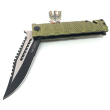 Load image into Gallery viewer, TAC FORCE  CELTIC CROSS LINERLOCK FIXED BLADE KNIFE WITH SILVER COMPOSITION HAND