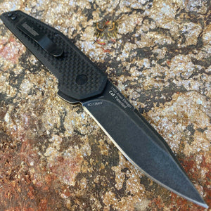 KERSHAW JENS ANSO FRAXION FLIPPER SHARP KNIFE 2.75" BLACKWASHED CLIP POINT BLADE