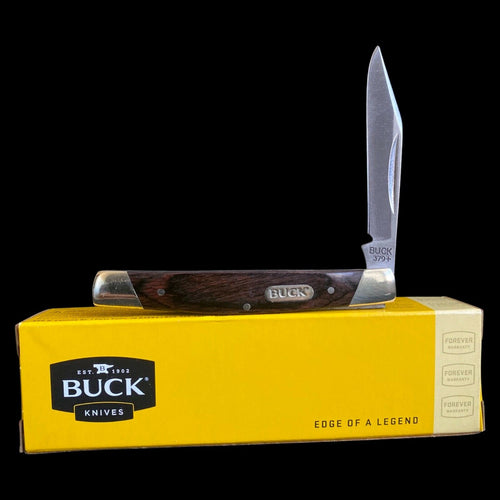 BUCK  SOLO FOLDING EVERY DAY CARRY POCKET KNIFE WITH WOOD HANDLE