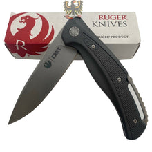 Load image into Gallery viewer, RUGER BY CRKT  LINERLOCK FOLDING SHARP KNIFE WITH GRAY TEXTURED ALUMINUM HANDLE