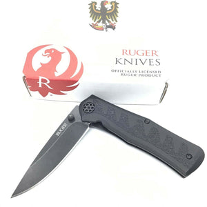 RUGER BY CRKT CRACK-SHOT COMPACT ASSISTED FOLDING KNIFE 3.38 BLACK STONEWASHED