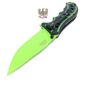 BLACK/GREEN ASSISTED OPENING LINERLOCK FOLDING EVERYDAY CARRY POCKET KNIFE MTECH