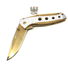 Load image into Gallery viewer, FRAMELOCK GOLD TINI COATED ASSISTED OPENING KNIFE WITH GOLD AND SILVER HANDLE