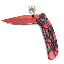 Load image into Gallery viewer, LINERLOCK FOLDING KNIFE STAINLESS STEEL BLADE ALUMINUM HANDLE TINI COATED RED