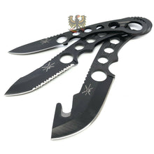 Load image into Gallery viewer, FROST CUTLERY SET FIXED BLADE KNIFE BLACK FINISH STAINLESS BLADE