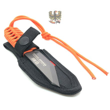 Load image into Gallery viewer, RUI TACTICAL TACTICAL FIXED BLADE HUNTING KNIFE WITH ORANGE CORD WRAPPED