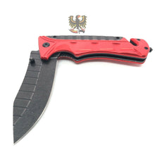 Load image into Gallery viewer, RESCUE LINERLOCK FOLDING POCKET KNIFE WITH GLASS BREAKER &amp; BELT/CORD CUTTER
