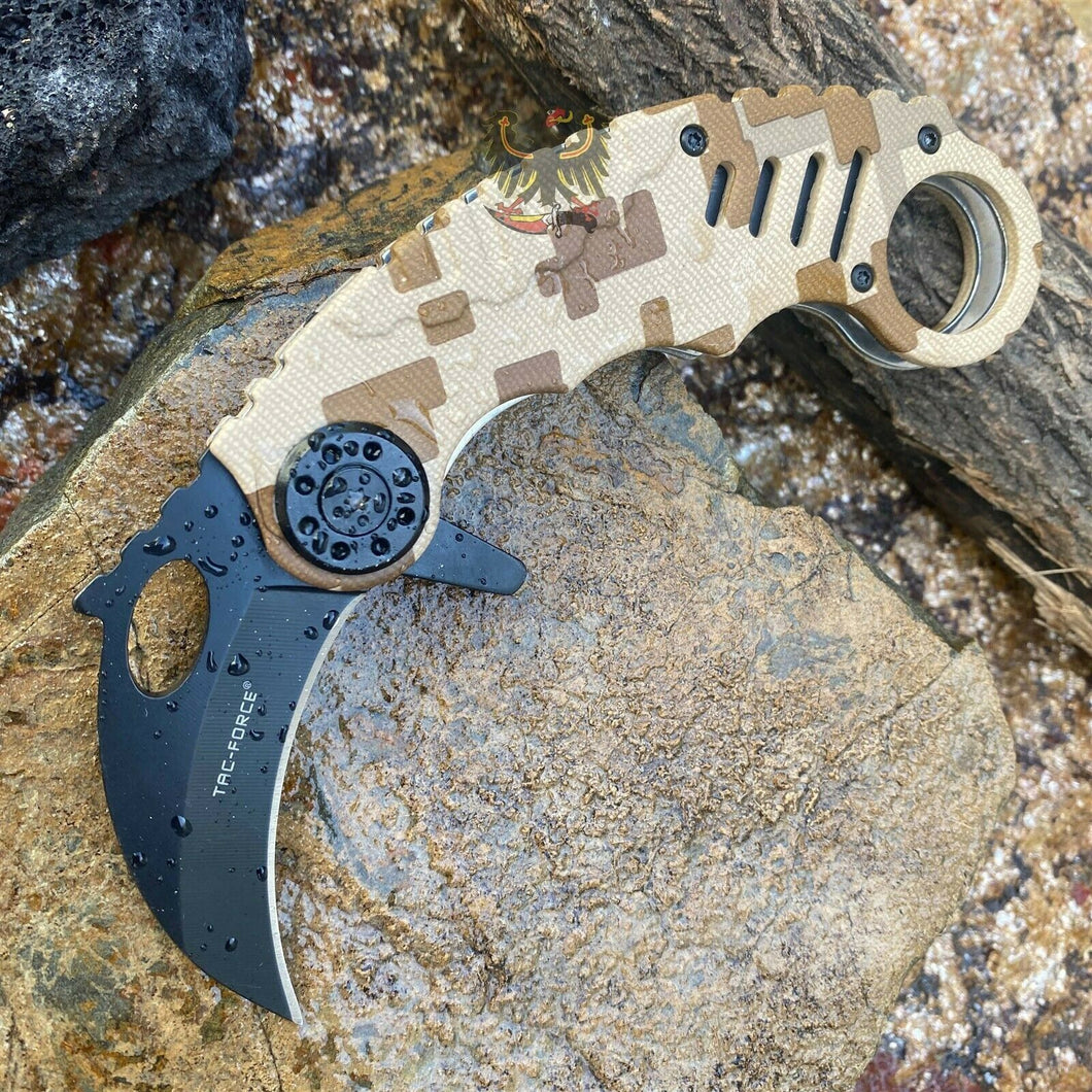 KARAMBIT ASSISTED OPENING LINERLOCK FOLDING HUNTING POCKET KNIFE DIGITAL CAMO