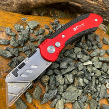 Load image into Gallery viewer, MTECH HEAVY DUTY BUTTON LOCK RED UTILITY KNIFE WITH ALUMINUM HANDLE