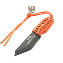 Load image into Gallery viewer, RUI TACTICAL TACTICAL FIXED BLADE HUNTING KNIFE WITH ORANGE CORD WRAPPED