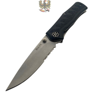 RUGER BY CRKT  ASSISTED OPENING PART SERRATED  LINERLOCK FOLDING POCKET KNIFE