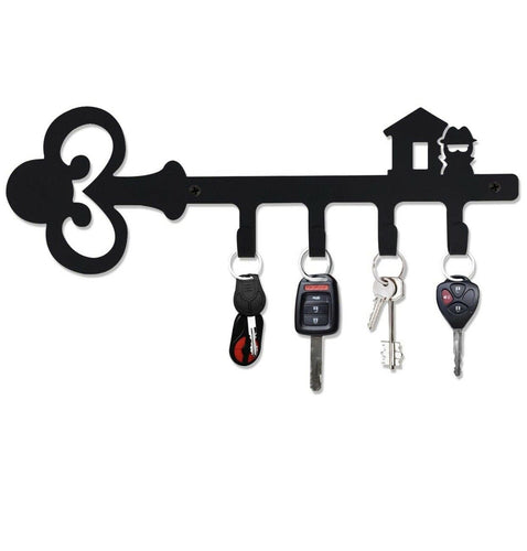Pricuitie Decorative Wall Mounted Iron Key Holder, 11 inch with 4 Key Hooks
