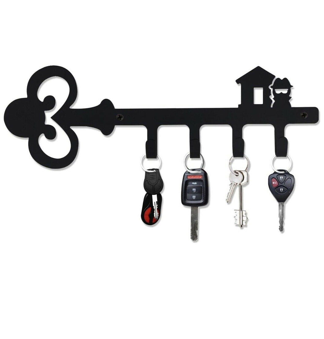 Pricuitie Decorative Wall Mounted Iron Key Holder, 11 inch with 4 Key Hooks