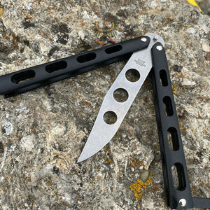 BEAR & SON 114BTR 5 BLACK BUTTERFLY TRAINER 4" CLOSED HIGH CARBON UNSHARPENED