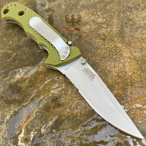 CRKT CRUISER CLIP POINT LINERLOCK FOLDING POCKET KNIFE WITH OD GREEN TEXTURED