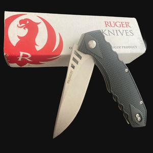 RUGER CRKT -THROUGH COMPACT PLAIN DROP POINT LINERLOCK FOLDING POCKET KNIFE