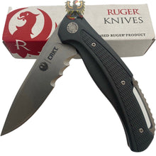 Load image into Gallery viewer, RUGER BY CRKT WINDAGE LINERLOCK FOLDING KNIFE WITH GRAY TEXTURED ALUMINUM HANDLE