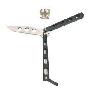 BEAR & SON 114BTR 5 BLACK BUTTERFLY TRAINER 4" CLOSED HIGH CARBON UNSHARPENED