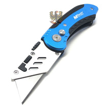 Load image into Gallery viewer, MTECH HEAVY DUTY BUTTON LOCK BLUE UTILITY KNIFE WITH ALUMINUM HANDLE