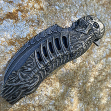 Load image into Gallery viewer, FOLDING POCKET KNIFE SKULL TALON ASSISTED OPENING LINERLOCK BLACK STONEWASH