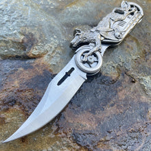 Load image into Gallery viewer, FOLDING POCKET KNIFE WOLF RIDER ASSISTED OPENING LINERLOCK MOTORCYCLE HARLEY