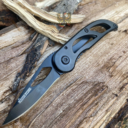 FRAMELOCK FOLDING POCKET EVERYDAY CARRY SHARP KNIFE BLACK FINISH ROUGH RYDER