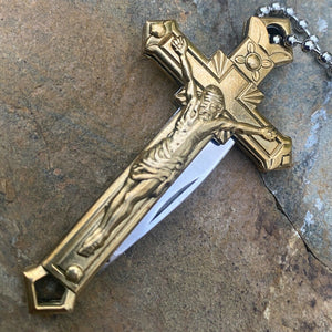 ROUGH RIDER  BRASS CROSS KNIFE WITH STAINLESS STEEL CONSTRUCTION