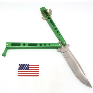 BEAR & SON 5.13" CLOSED. 3.63" SATIN FINISH GREEN 440 STAINLESS CLIP POINT BLADE