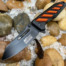 Load image into Gallery viewer, BLACK/ORANGE ASSISTED OPENING LINERLOCK FOLDING EVERYDAY CARRY POCKE KNIFE MTECH