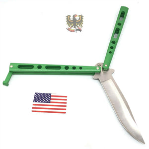 BEAR & SON 5.13" CLOSED. 3.63" SATIN FINISH GREEN 440 STAINLESS CLIP POINT BLADE