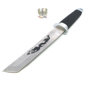 MISCELLANEOUS FIXED BLADE KNIFE NEW BLACK DRAGON TANTO CAMPING KNIFE RUBBER GRIP