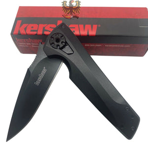KERSHAW MARTIN FLYTHROUGH FLIPPER KNIFE 3" BLACK OXIDE DROP POINT BLADE