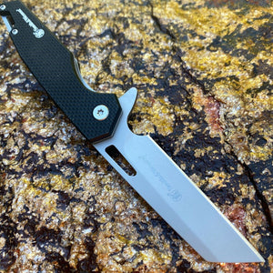 SMITH & WESSON SIDEBURN FOLDING KNIFE 3" BEAD BLASTED PLAIN BLADE, G10 HANDLES