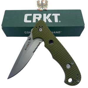 CRKT CRUISER CLIP POINT LINERLOCK FOLDING POCKET KNIFE WITH OD GREEN TEXTURED