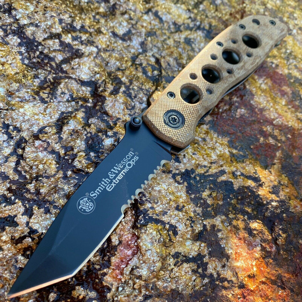 SMITH & WESSON EXTREMEOPS SERRATED TANTO POINT LINERLOCK FOLDING POCKET KNIFE