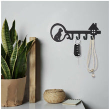 Load image into Gallery viewer, UptoBillions Decorative Wall Mounted Iron Key Holder, 11 inch with 4 Key Hooks