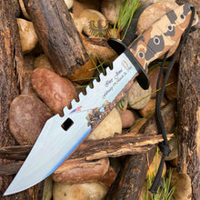 Load image into Gallery viewer, FROST CUTLERY FIXED KNIFE 7&quot; STAINLESS BLADE BOWIE CAMO RUBBER HANDLE 12 OVERALL