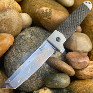 COLD STEEL OYABUN FLIPPER KNIFE 3.5" 4034 TANTO BLADE, GRAY GRIV-EX HANDLES