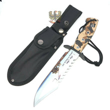 Load image into Gallery viewer, FROST CUTLERY FIXED KNIFE 7&quot; STAINLESS BLADE BOWIE CAMO RUBBER HANDLE 12 OVERALL