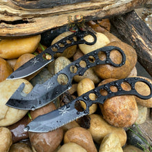 Load image into Gallery viewer, FROST CUTLERY SET FIXED BLADE KNIFE BLACK FINISH STAINLESS BLADE