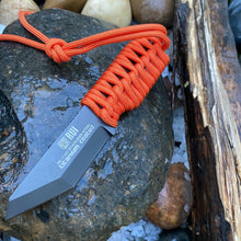 Load image into Gallery viewer, RUI TACTICAL TACTICAL FIXED BLADE HUNTING KNIFE WITH ORANGE CORD WRAPPED