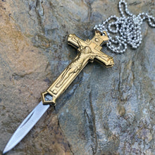 Load image into Gallery viewer, ROUGH RIDER  BRASS CROSS KNIFE WITH STAINLESS STEEL CONSTRUCTION