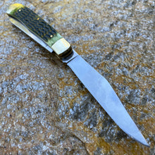 Load image into Gallery viewer, FROST CUTLERY GERMAN MADE  ANTIQUE GREEN JIGGED BONE LARGE TRAPPER