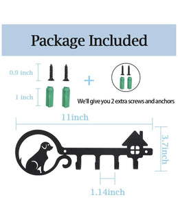 UptoBillions Decorative Wall Mounted Iron Key Holder, 11 inch with 4 Key Hooks