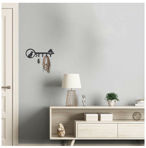 UptoBillions Decorative Wall Mounted Iron Key Holder, 11 inch with 4 Key Hooks