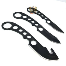 Load image into Gallery viewer, FROST CUTLERY SET FIXED BLADE KNIFE BLACK FINISH STAINLESS BLADE
