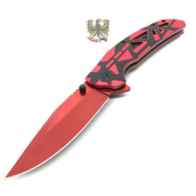 Load image into Gallery viewer, LINERLOCK FOLDING KNIFE STAINLESS STEEL BLADE ALUMINUM HANDLE TINI COATED RED